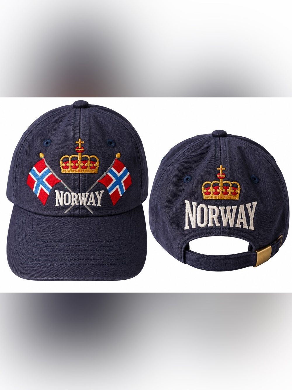 Norway Embroidered Navy Blue Baseball Cap